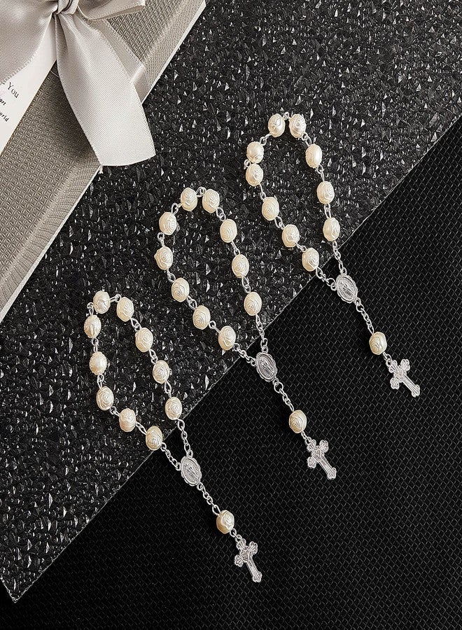 Jadive 30 Pieces Mini Rosaries Baptism Rosary Beads Finger Baptism Rosaries Bulk with Organza Bags for First Communion Christening Weddings Party Favors(Silver) - Image 5